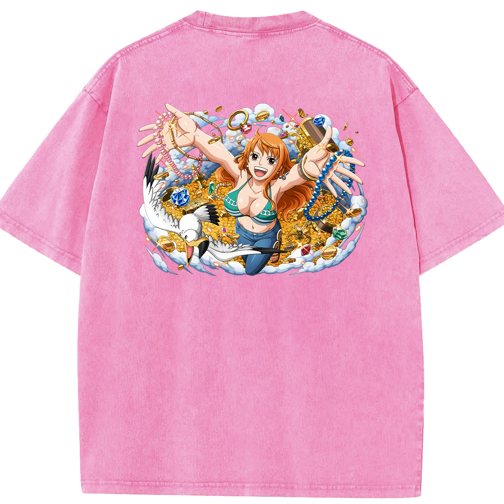 ワンピース ナミ ONE PIECE Nami 綿100% ヴィンテージ風 半袖Tシャツ（背面プリント）